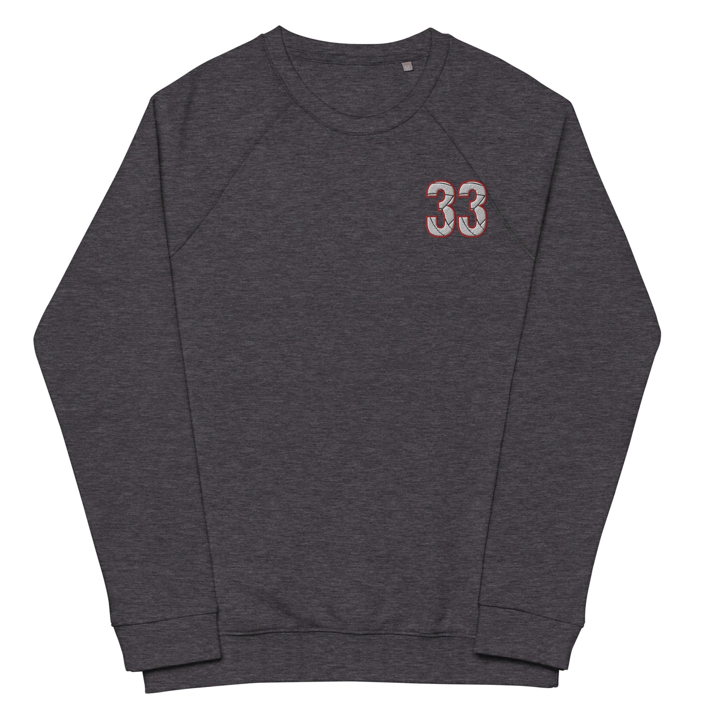 #33 - Volleyball - Embroidered - Unisex organic raglan sweatshirt