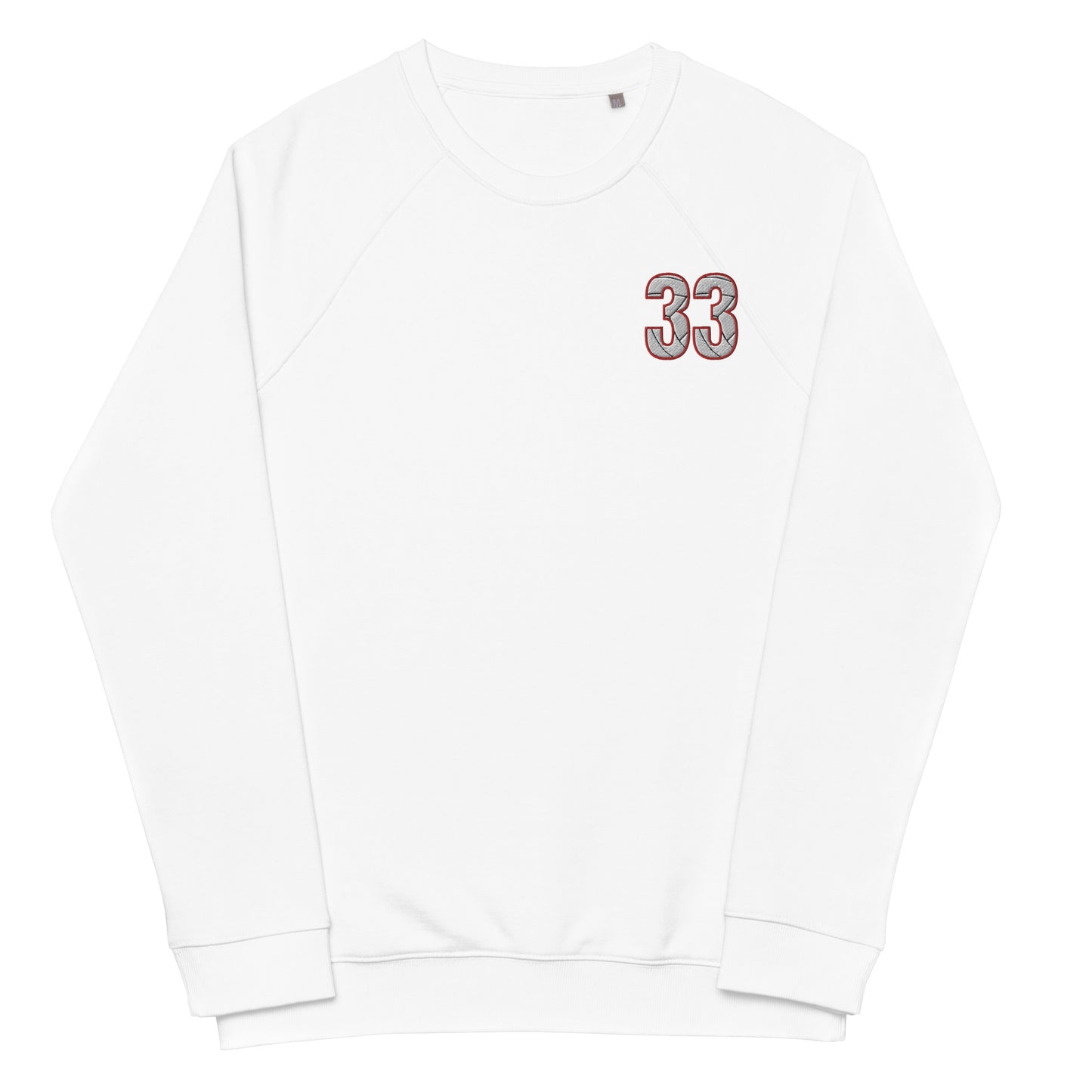 #33 - Volleyball - Embroidered - Unisex organic raglan sweatshirt