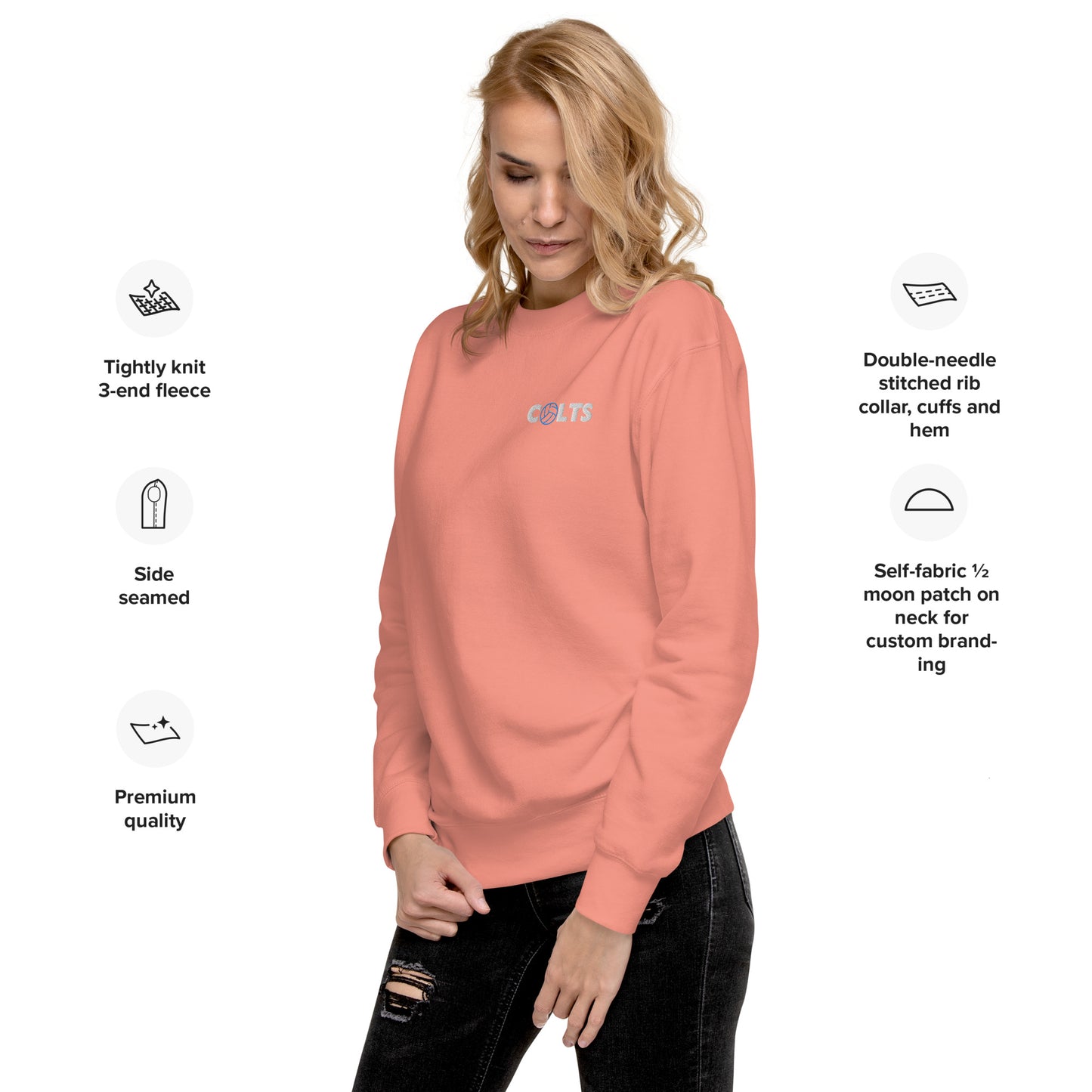 Colts volleyball - Embroidered - Unisex Premium Sweatshirt