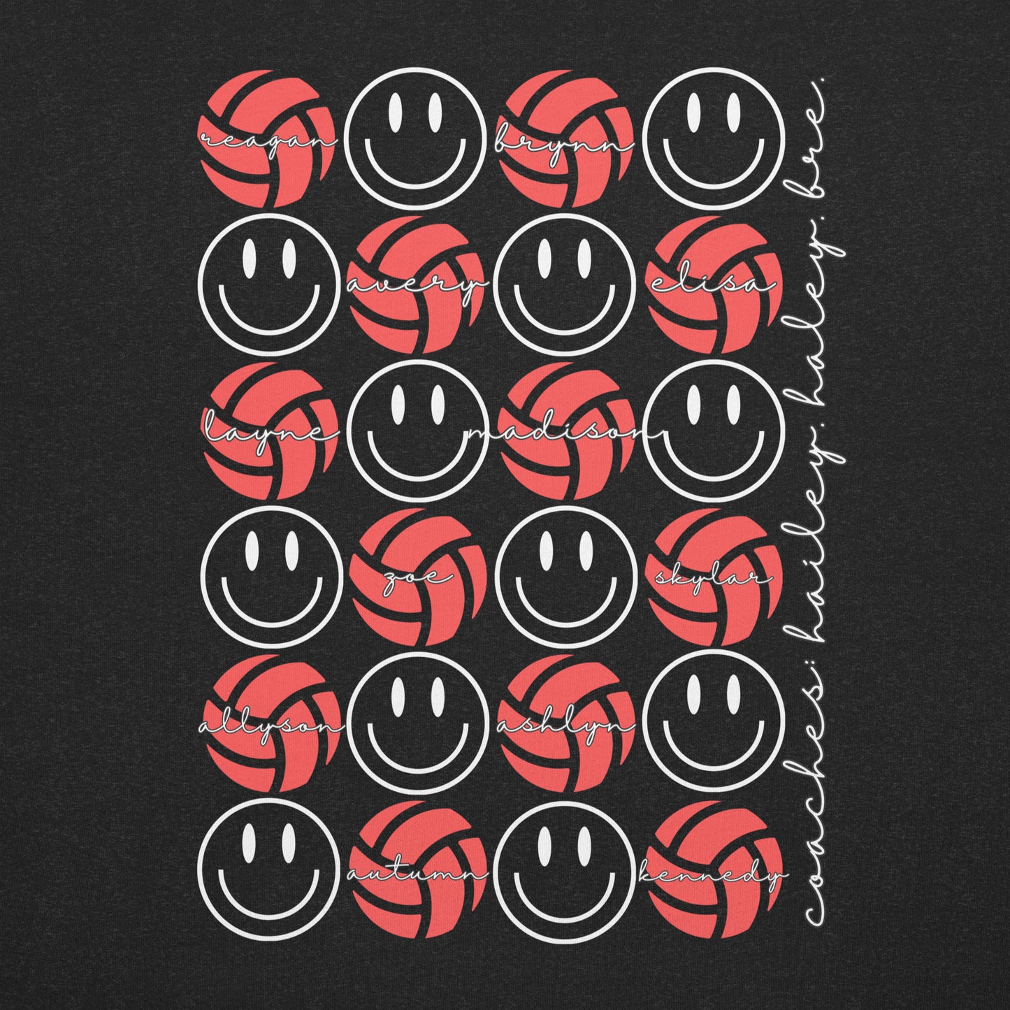 Excel - 13 Red Girls - Players' Names - Unisex t-shirt