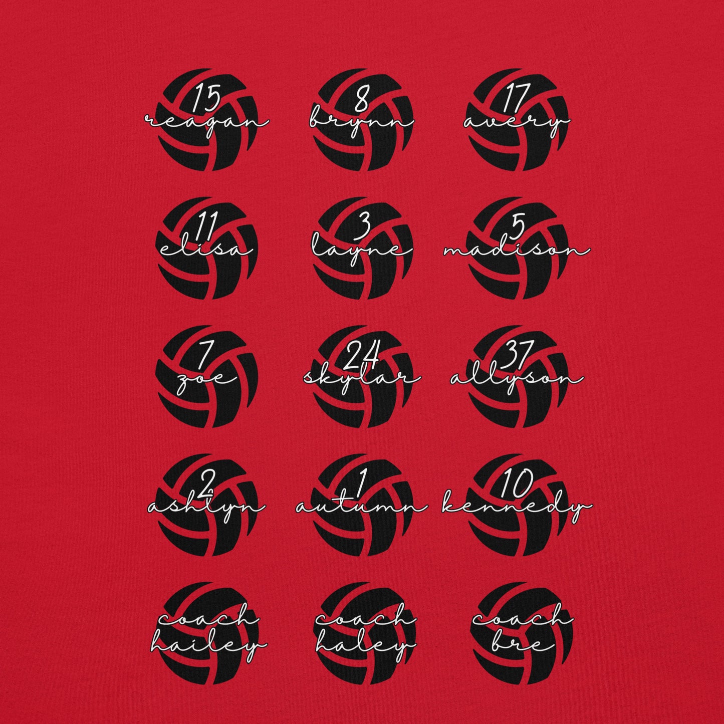 Excel 13 Red (Girls) - Player Names - Unisex t-shirt