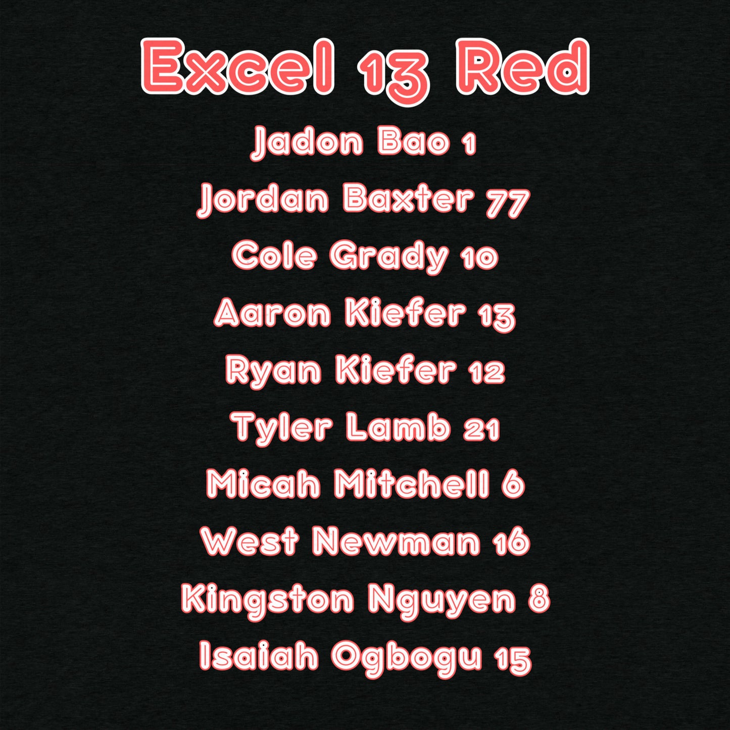 Offical - 13 Red BOYS - Excel Team Shirt - Short sleeve t-shirt