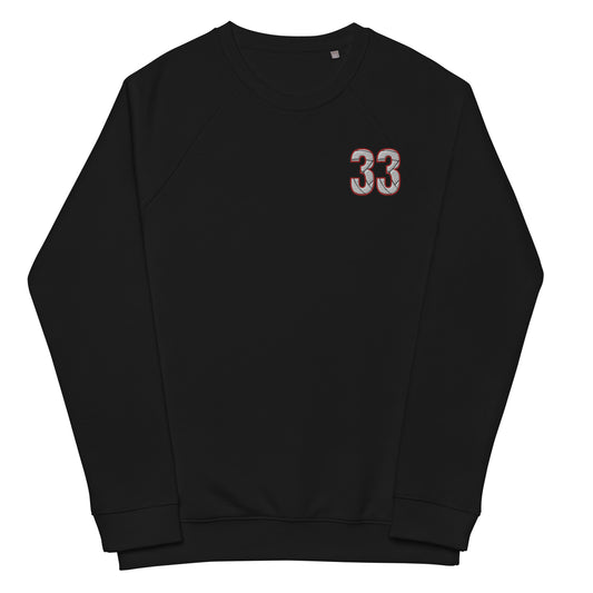 #33 - Volleyball - Embroidered - Unisex organic raglan sweatshirt
