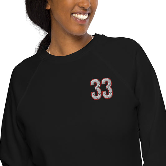 #33 - Volleyball - Embroidered - Unisex organic raglan sweatshirt
